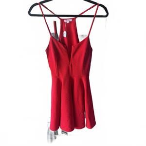 Agaci -L- Chic Red Flare Dress with Straps